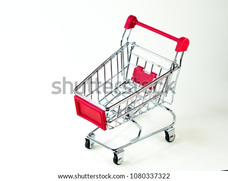 Shopping cart model on the white background