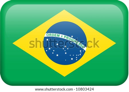 Brazilian flag rectangular button.  Part of set of country flags all in 2:3 proportion with accurate design and colors. Royalty-Free Stock Photo #10803424