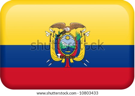 Ecuadoran flag rectangular button.  Part of set of country flags all in 2:3 proportion with accurate design and colors.