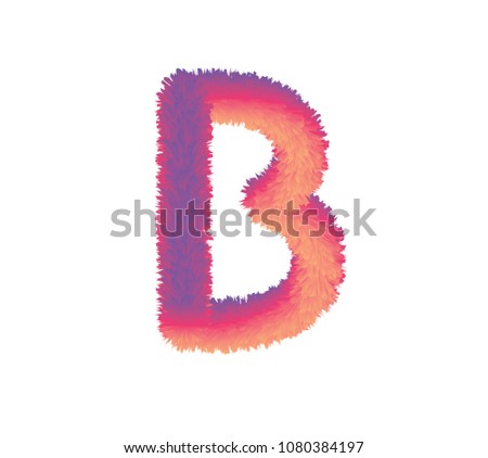  fur alphabet capital letter. letter alphabet character B font - vector illustration