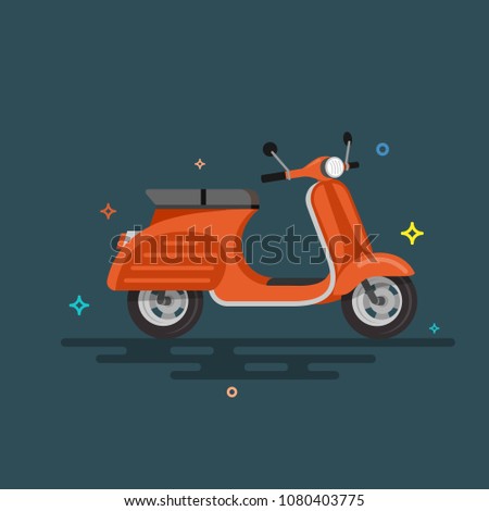 Scooter motorcycle illustration. Flat vector illustration.