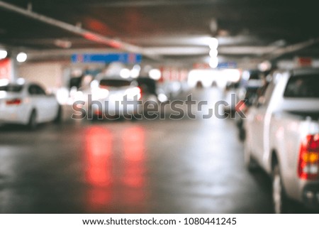 Abstract blur car parking in shopping mall