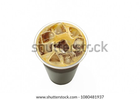 Iced coffee black coffee isolated on white background
