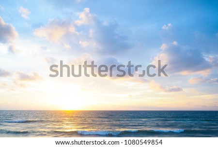 blue sky with clouds and sea, sunset Royalty-Free Stock Photo #1080549854