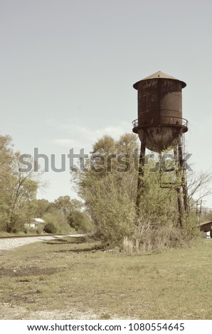 Old Tennessee  Rustic Water Tower on a Sunny Summer Day, Vintage Architecture