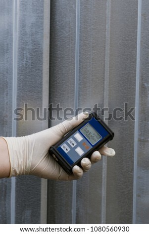 Measurements of radiation. Sign of radiation on a background Royalty-Free Stock Photo #1080560930