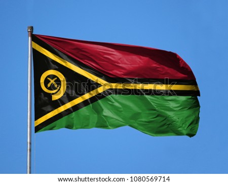 National flag of Vanuatu on a flagpole