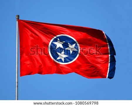 National flag State of Tennessee on a flagpole