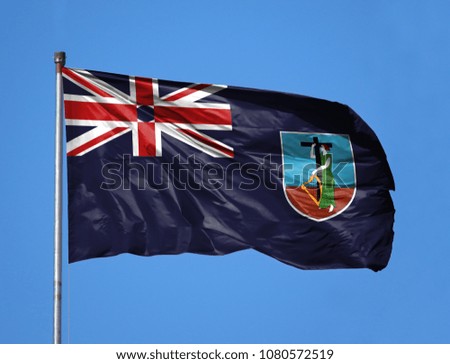 National flag of Montserrat on a flagpole