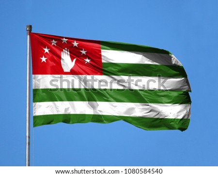National flag of Abkhazia on a flagpole
