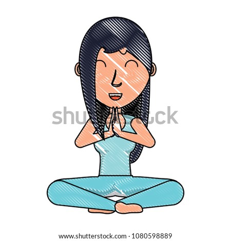 cartoon yogi woman icon