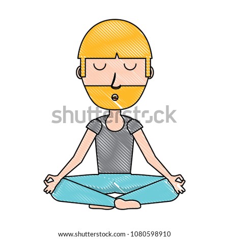 cartoon yogi man icon