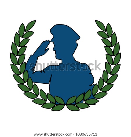 silhouette of military saluting with wreath