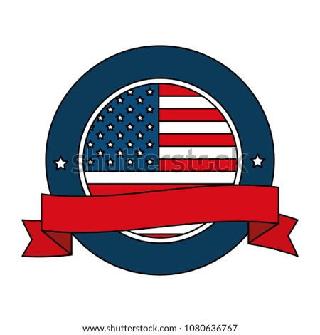 united states of america circular emblem with ribbon