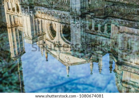 Reflection of the Santa María de Toledo Cathedral. Toledo, Spain.