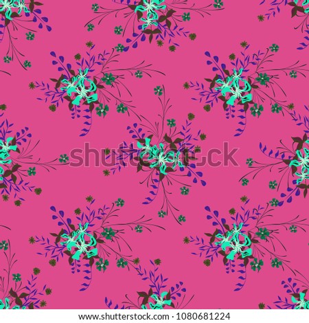 Little Flowers. Seamless Pattern with Pretty Wildflowers. Girlie Natural Background in Country Style with Small Blossoms of Daisy Flowers. Vector Ditsy Pattern for Fabric, Textile. Floral Texture