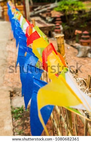 Small flag for buddhism festival, Thailand.