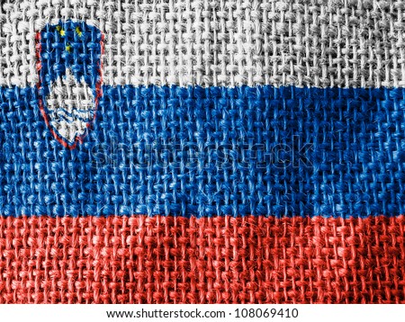 The Slovenia flag painted on fabric surface