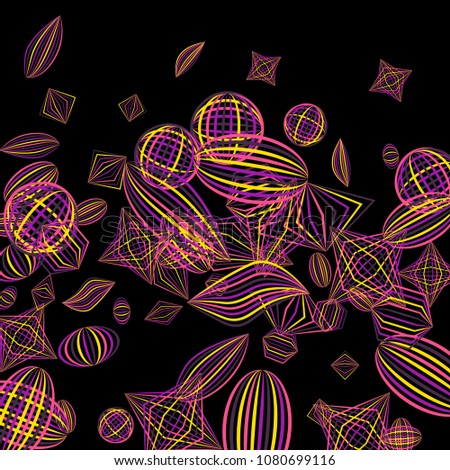 Falling color figures. Concept background with color striped figures for card or poster. Background with falling colorful geometric figures for your design. Vector texture.

