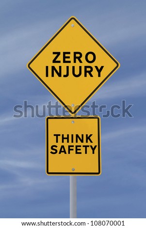 Road sign with a safety reminder against a blue sky background