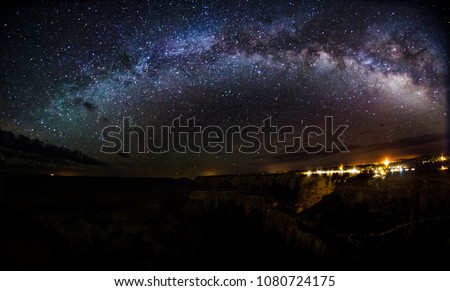 The Milky Way rising over the South Rim of Grand Canyon National Park in Arizona.