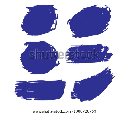 Collection of hand drawn blue grunge brushes. Vector Grunge Brushes. Dirty Artistic Design Elements. Creative Design Elements. White background. Distress Frame, Logo, Banner, Wallpaper.