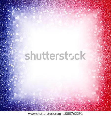 Abstract patriotic red white and blue glitter sparkle background for party invite, July border space, memorial design, election vote, sale texture, labor day pattern and independence celebration frame