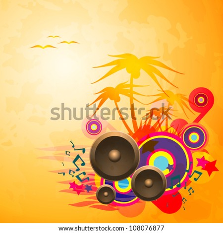 Disco Dance Tropical Music Flyer. EPS10 Vector.