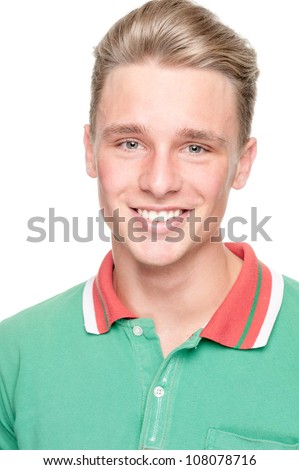 Full isolated studio picture from a happy young man