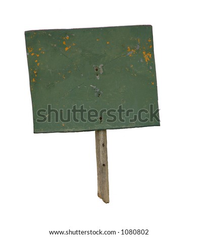 Green rusty plate, isolated
