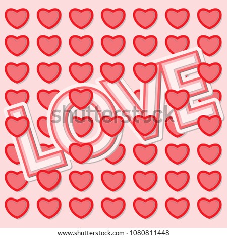 Pink heart love message, light pink background, valentines day concept