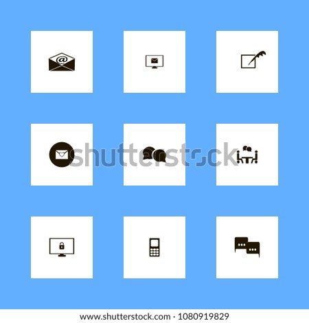 Discussion icons set. blocked, interlocutors, monitor and mail