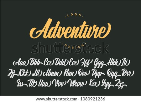 Adventure lettering alphabet. Vector font.  Royalty-Free Stock Photo #1080921236