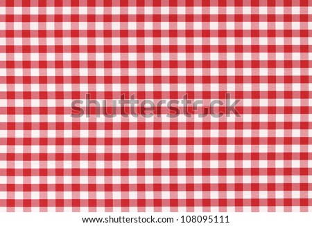 Red classic checkered tablecloth texture, background with copy space Royalty-Free Stock Photo #108095111