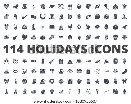 Holiday silhouette icon raster illustration pack of Valentines, patricks, easter, halloween, thanksgiving, wedding, party, birthday, christmas, x-mas, decoration, day, love, heart, snow.