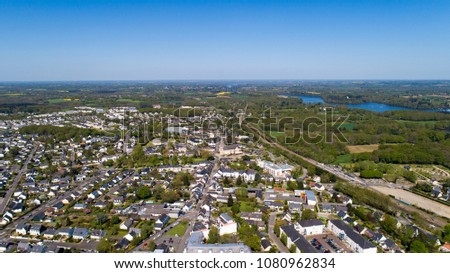 Aerial photography of La Chapelle sur Erdre in Loire Atlantique, France