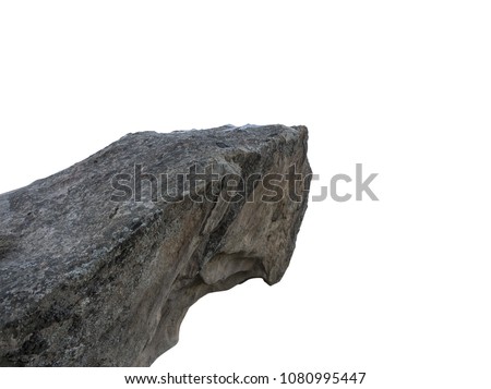 Cliff stone located part of the mountain rock isolated on white background. Royalty-Free Stock Photo #1080995447