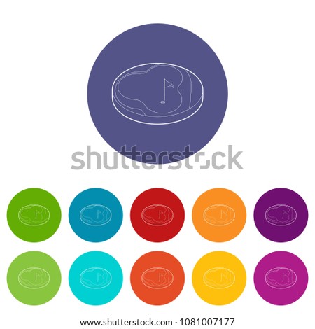 Golfing field icon. Outline illustration of golfing field vector icon for web