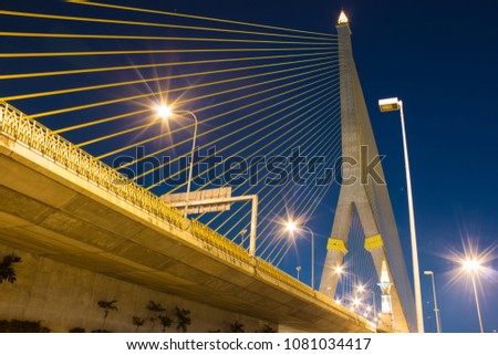 Rama8 bridge Bangkok City night landscape bangkok thailand