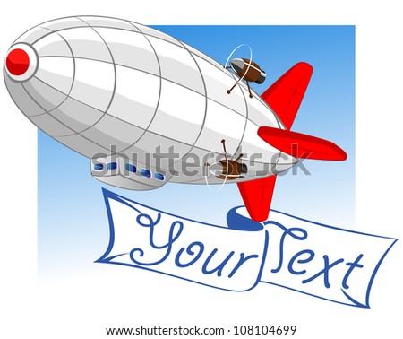 vector illustration of dirigible with big banner