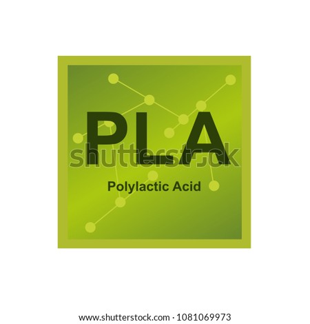 Vector symbol of Polylactic acid (PLA) polymer on the background from connected macromolecules Royalty-Free Stock Photo #1081069973
