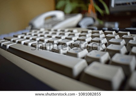 Workplace with a fucos on a keyboard