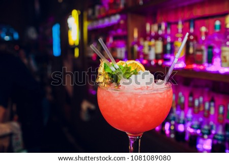 Glasses cocktails bar background