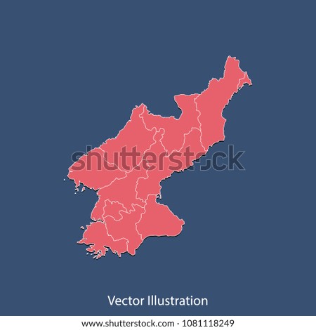 North Korea map - High detailed color map of North Korea. flat design style, clean and modern. Vector illustration eps 10