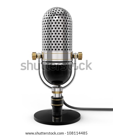 3d Retro microphone (front view). isolated on white with clipping path