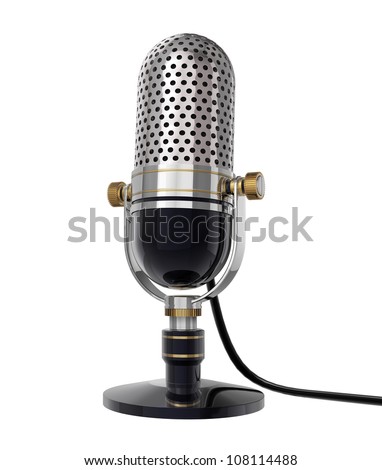 3d Retro microphone (side view). isolated on white with clipping path