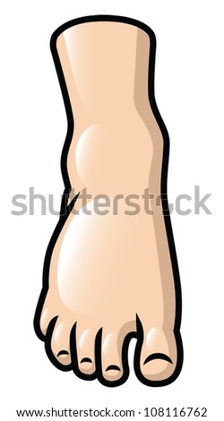 Illustration of a cartoon foot in a frontal view. Eps 10 Vector.