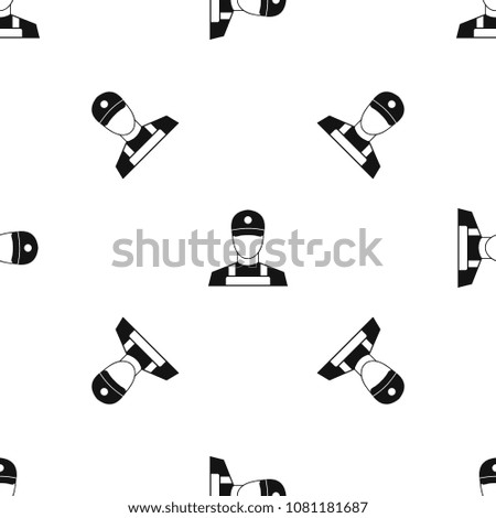 A man in a cap and uniform pattern repeat seamless in black color for any design. geometric illustration