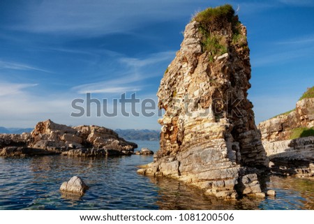 Beautiful cliffs at Kassiopi beach in Corfu, Greece