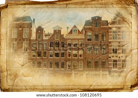 views of old Amsterdam in vantage style, like postcards